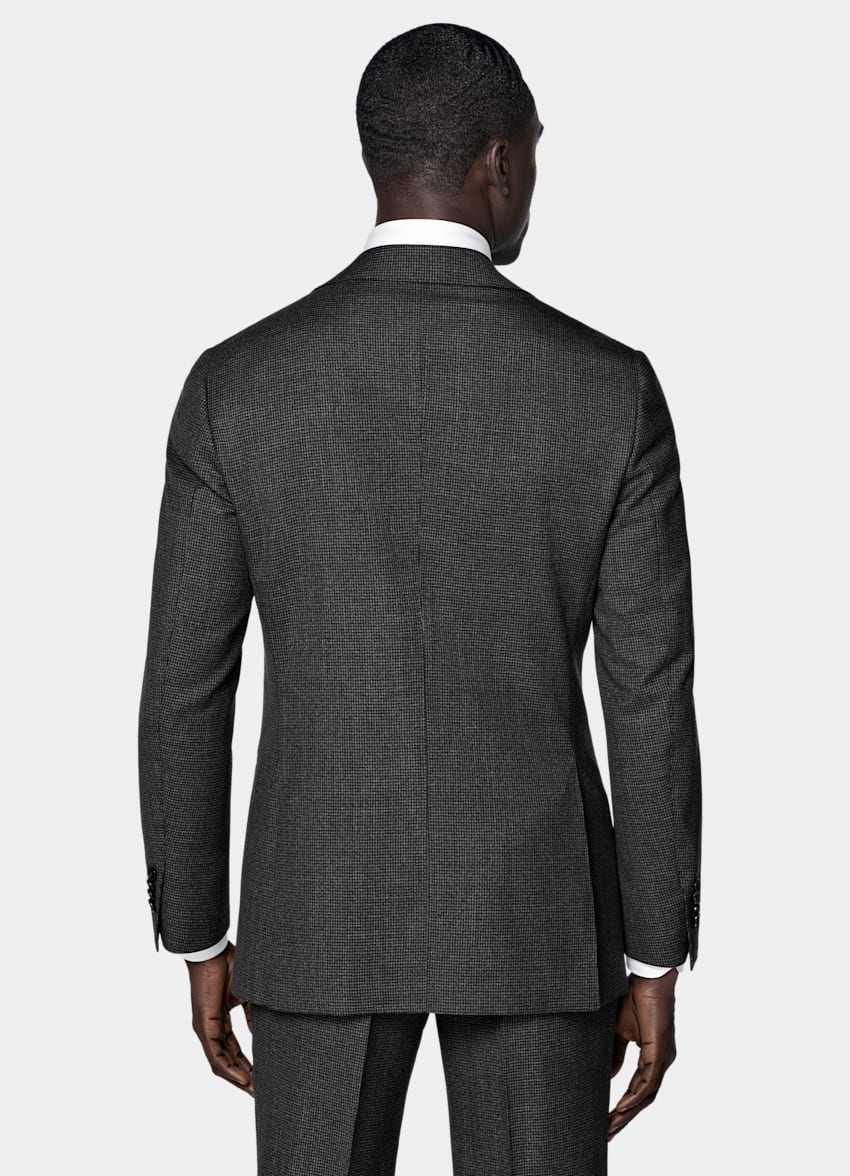 Dark Grey Houndstooth Tailored Fit Havana Suit