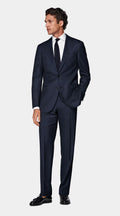 Navy Houndstooth Tailored Fit Havana Suit