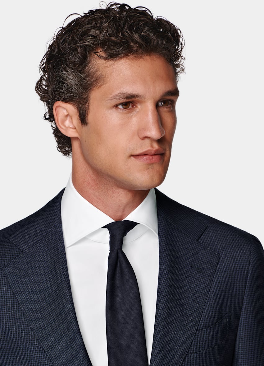 Navy Houndstooth Tailored Fit Havana Suit