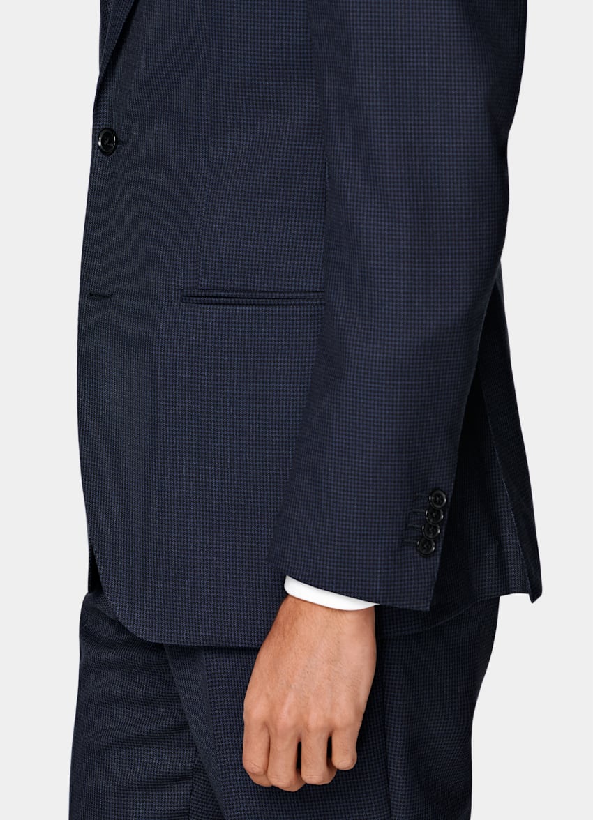 Navy Houndstooth Tailored Fit Havana Suit