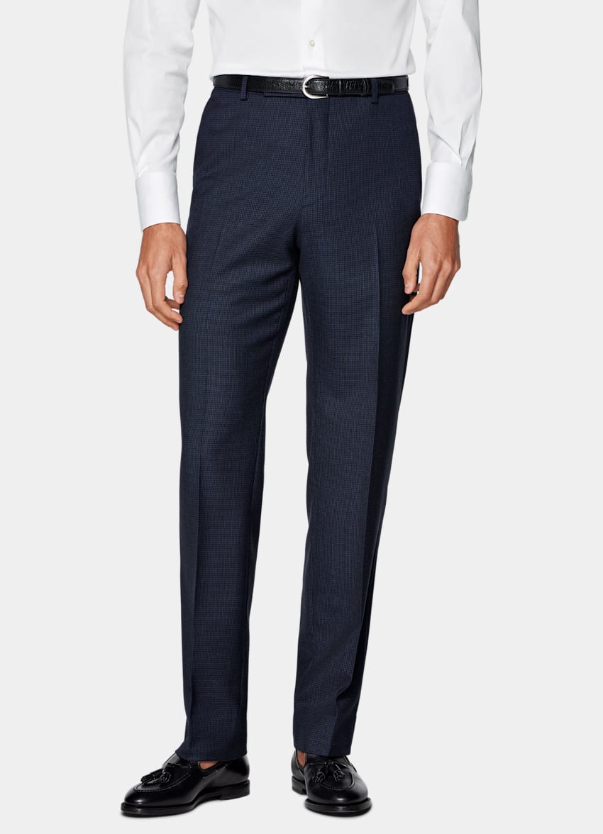 Navy Houndstooth Tailored Fit Havana Suit