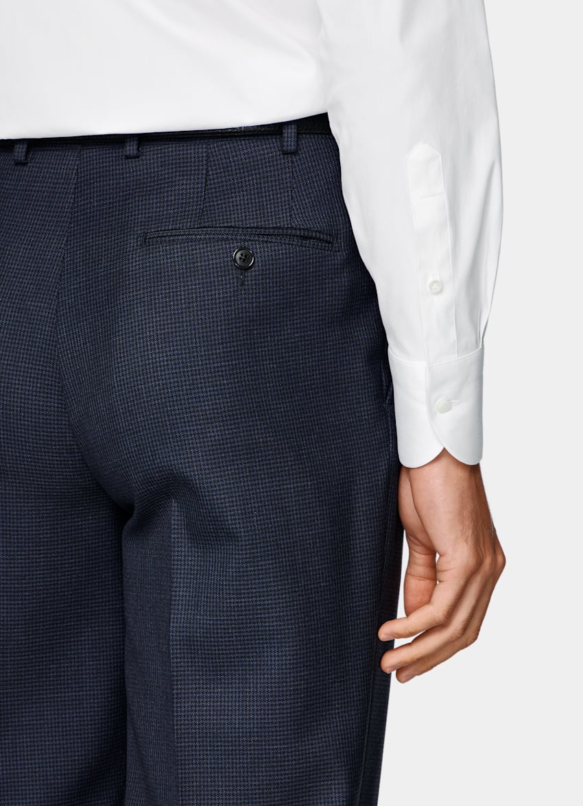 Navy Houndstooth Tailored Fit Havana Suit