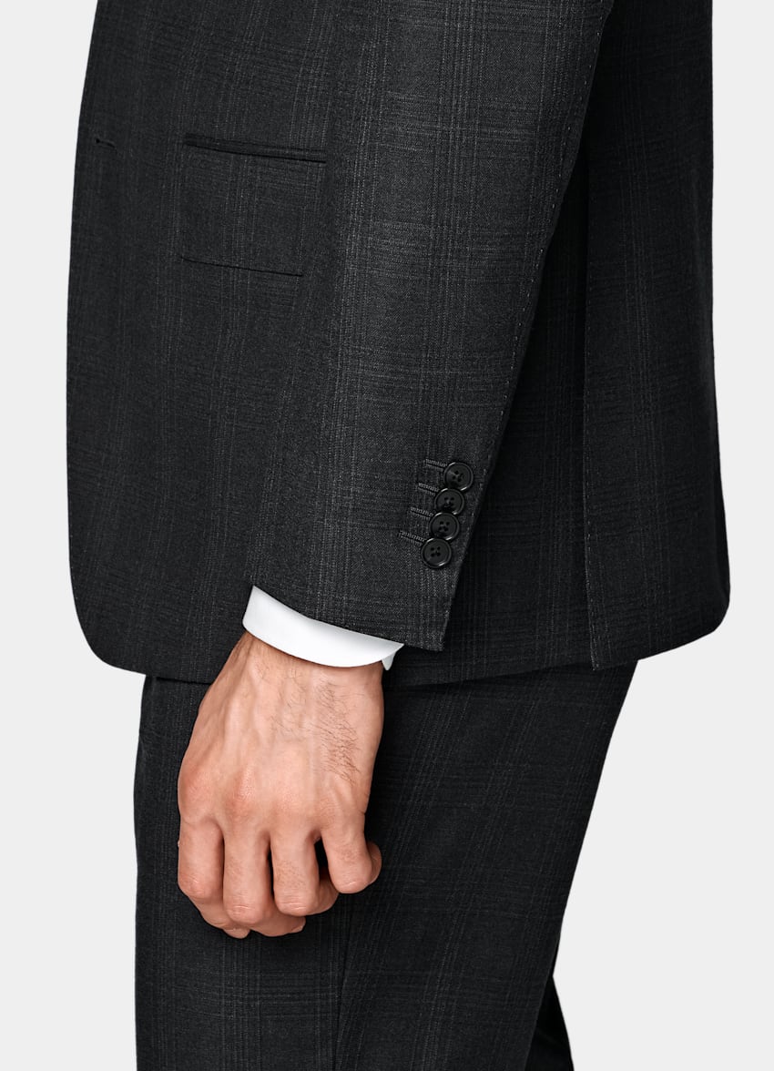 Dark Grey Checked Tailored Fit Havana Suit
