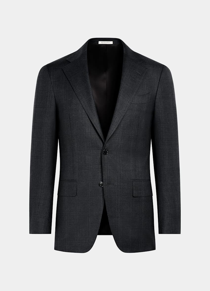Dark Grey Checked Tailored Fit Havana Suit