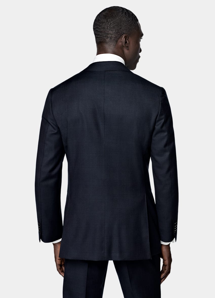 Navy Checked Tailored Fit Havana Suit