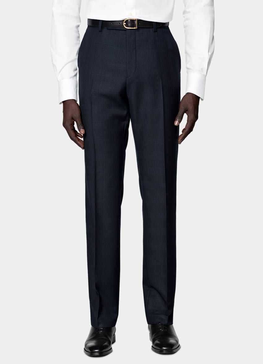 Navy Checked Tailored Fit Havana Suit