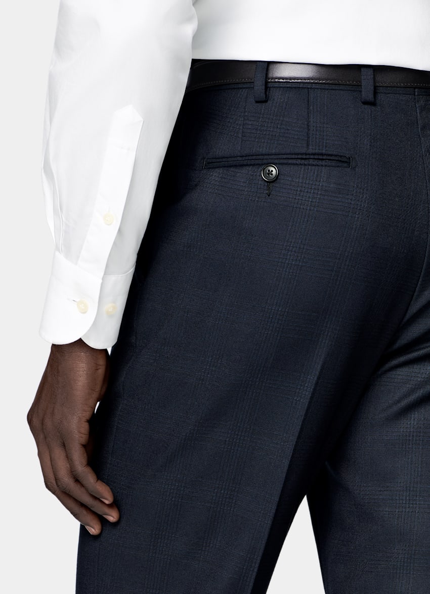 Navy Checked Tailored Fit Havana Suit