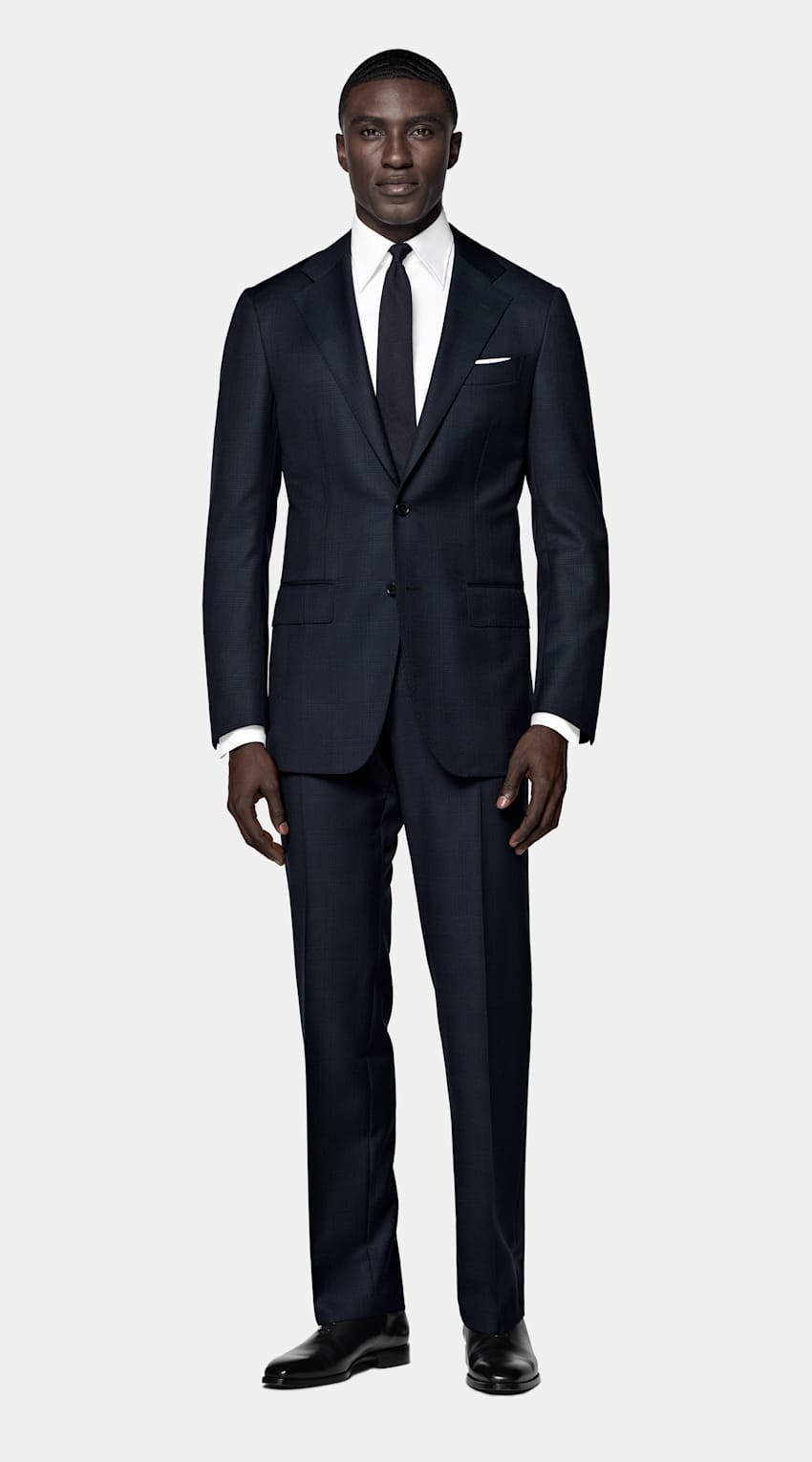 Navy Checked Tailored Fit Havana Suit