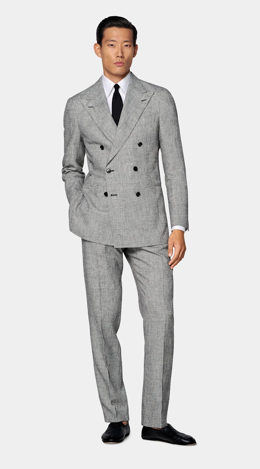 Black Checked Tailored Fit Havana Suit