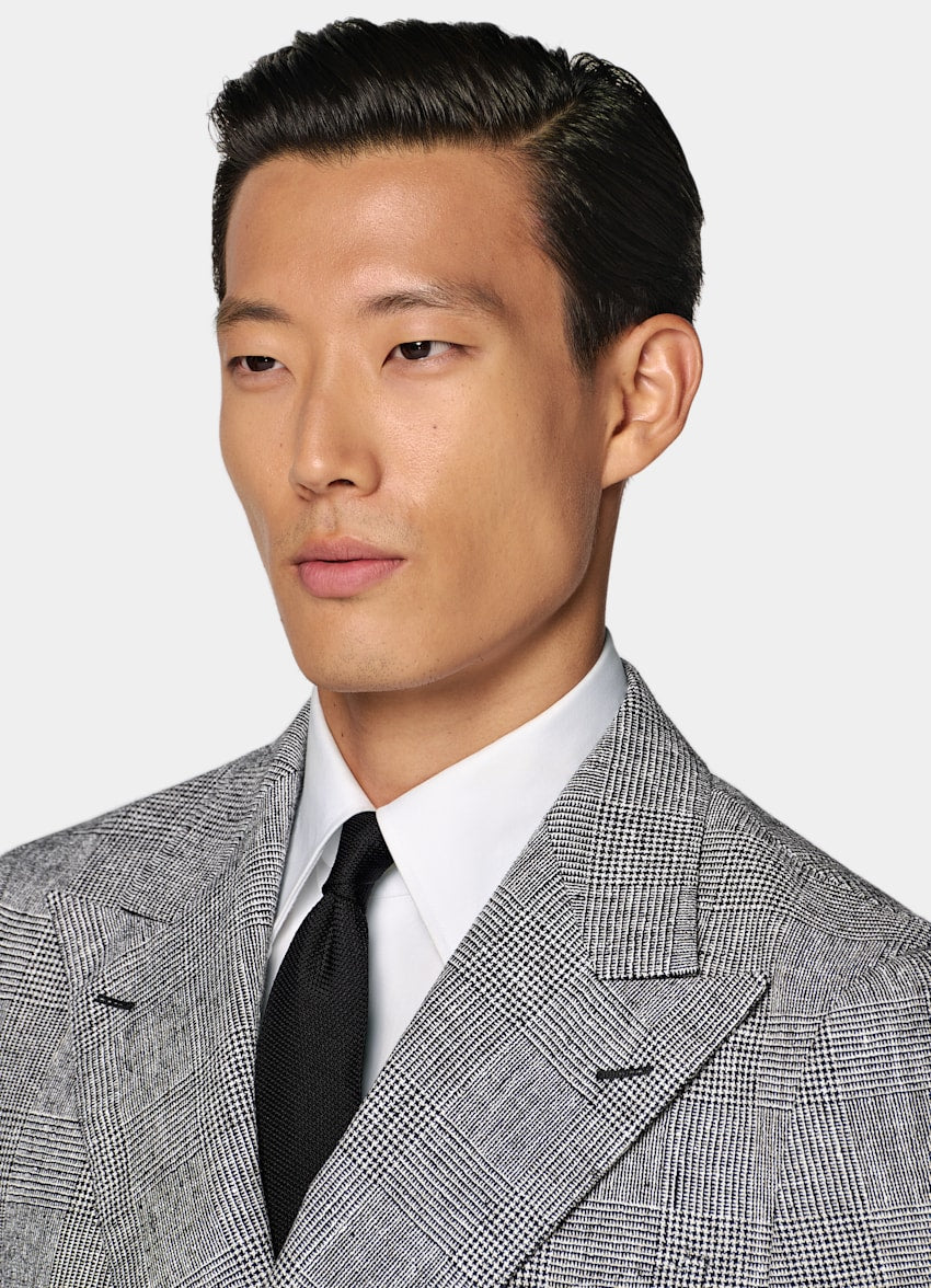 Black Checked Tailored Fit Havana Suit