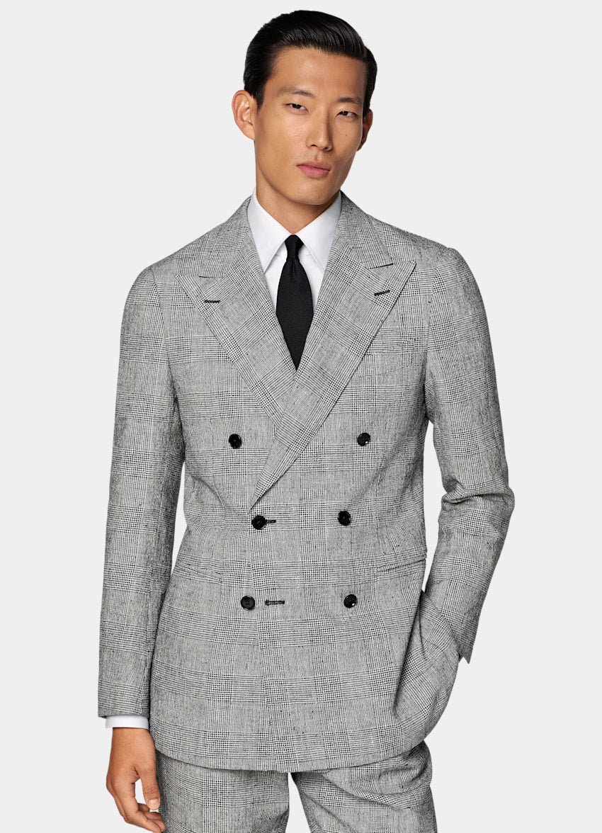 Black Checked Tailored Fit Havana Suit