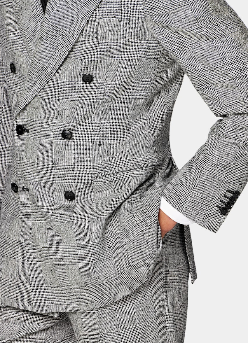 Black Checked Tailored Fit Havana Suit
