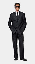 Navy Herringbone Relaxed Fit Brera Suit