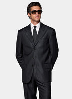 Navy Herringbone Relaxed Fit Brera Suit