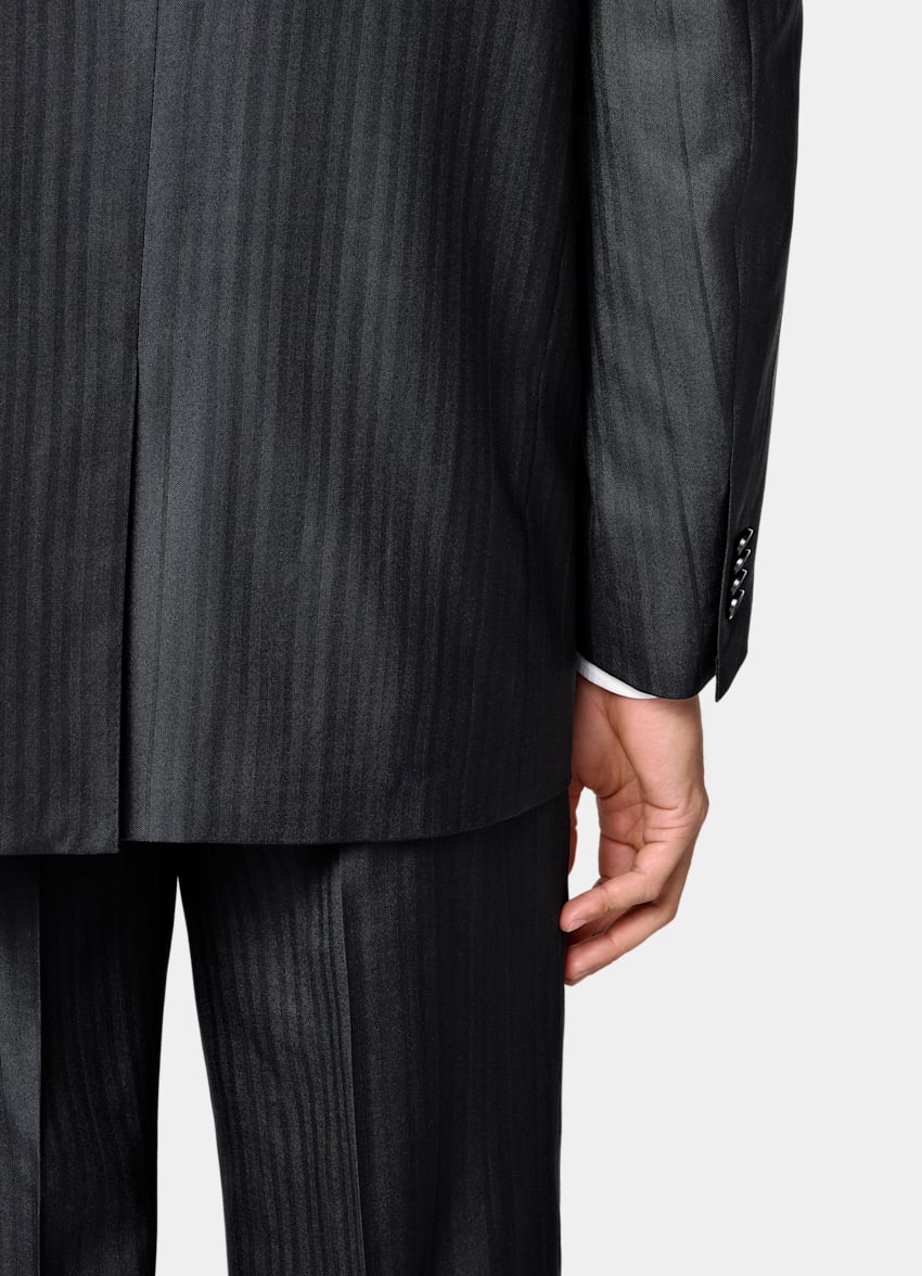 Navy Herringbone Relaxed Fit Brera Suit