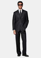 Navy Herringbone Relaxed Fit Brera Suit
