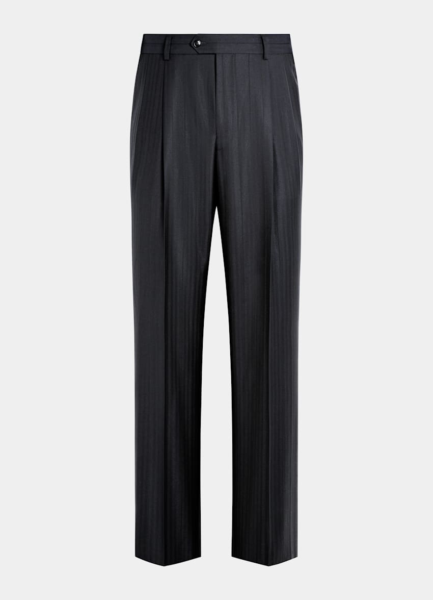 Navy Herringbone Relaxed Fit Brera Suit