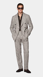 Mid Brown Checked Tailored Fit Havana Suit