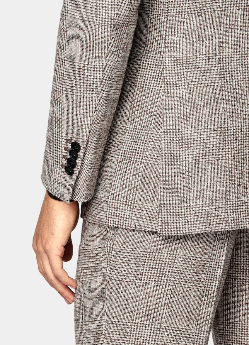 Mid Brown Checked Tailored Fit Havana Suit