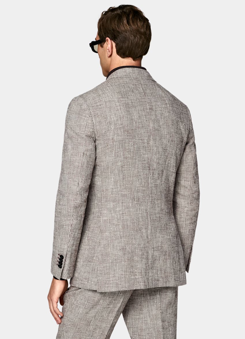 Mid Brown Checked Tailored Fit Havana Suit