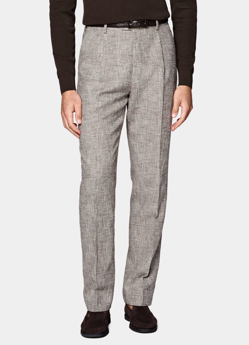 Mid Brown Checked Tailored Fit Havana Suit