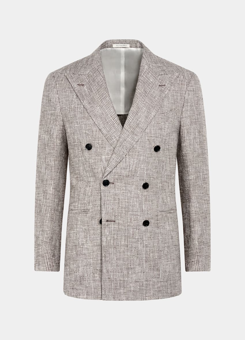 Mid Brown Checked Tailored Fit Havana Suit