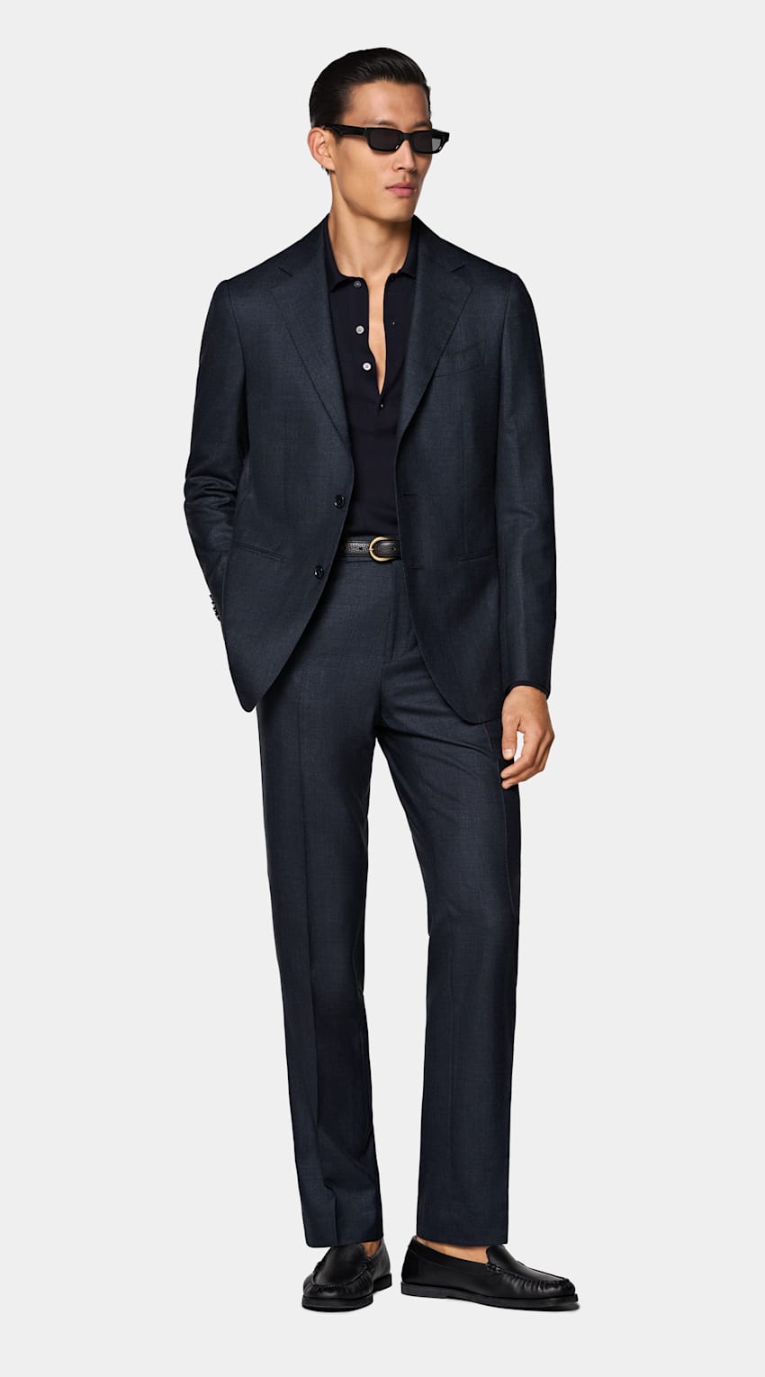 Navy Checked Tailored Fit Havana Suit