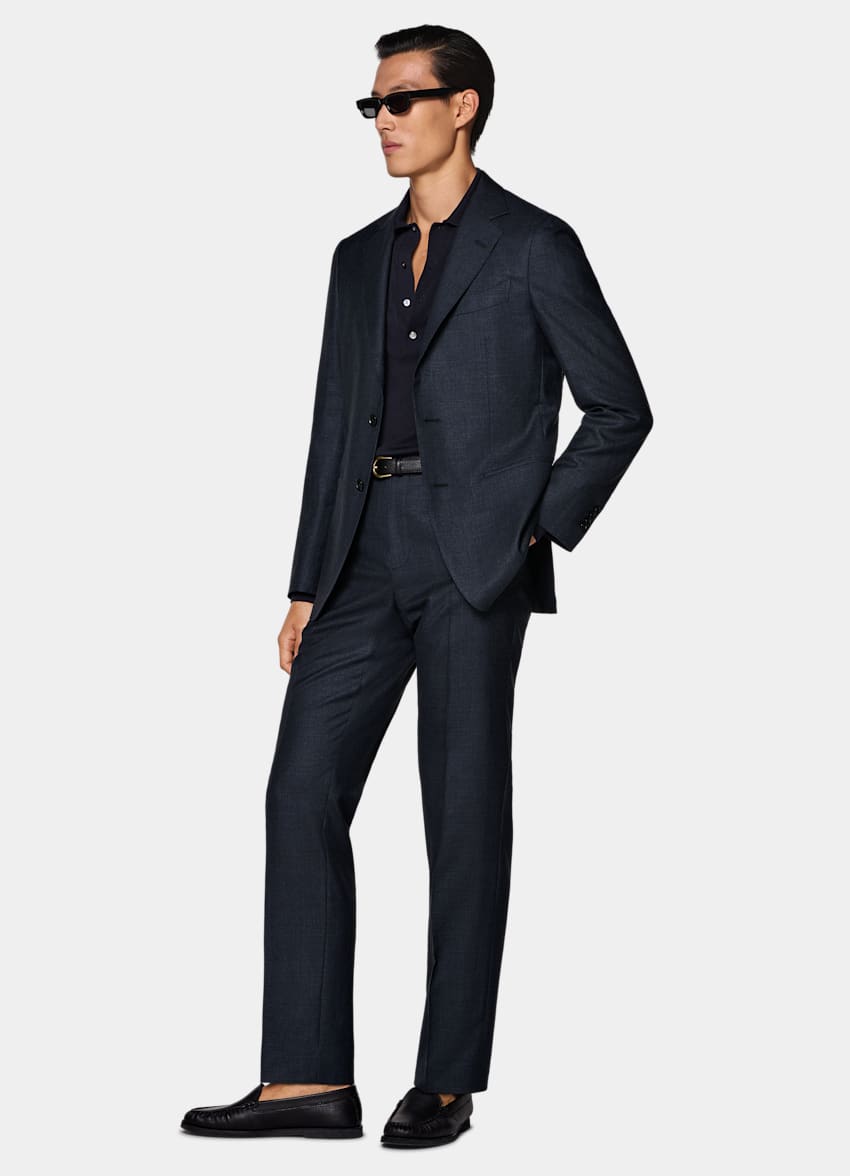 Navy Checked Tailored Fit Havana Suit