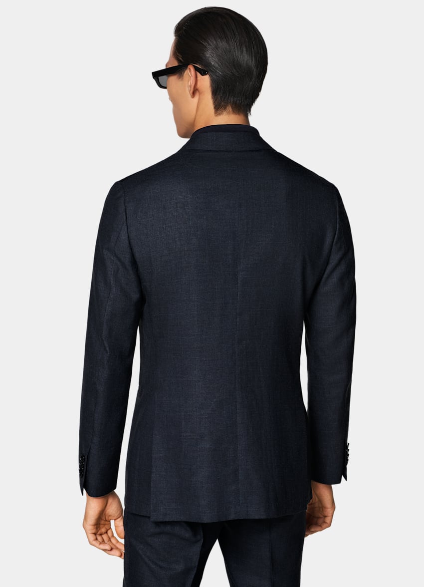 Navy Checked Tailored Fit Havana Suit