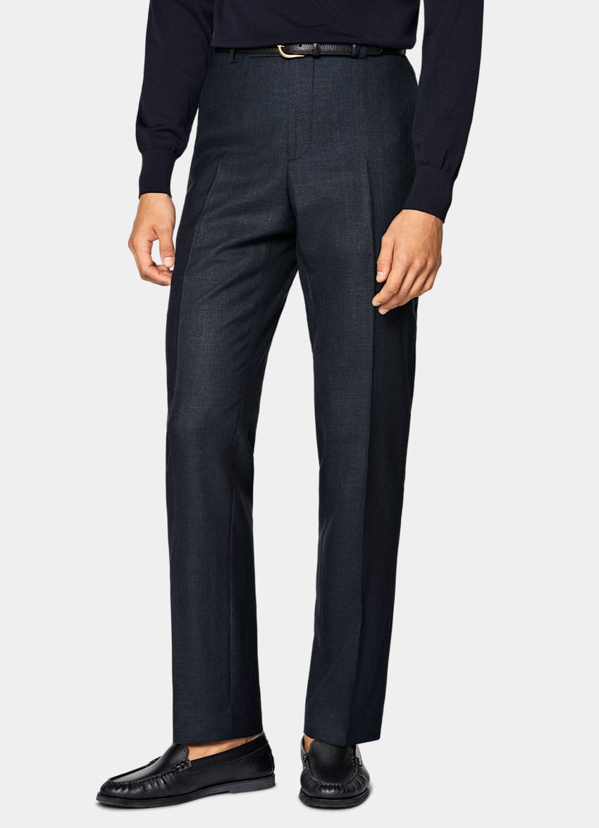 Navy Checked Tailored Fit Havana Suit