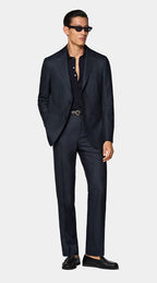 Navy Checked Tailored Fit Havana Suit