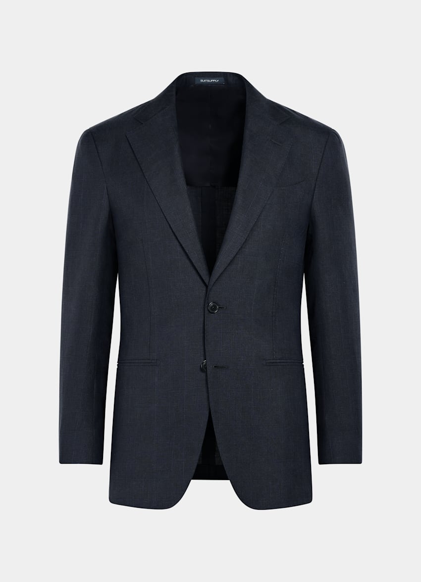 Navy Checked Tailored Fit Havana Suit