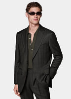 Dark Brown Herringbone Tailored Fit Milano Suit