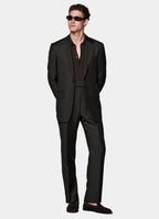 Dark Brown Herringbone Tailored Fit Milano Suit