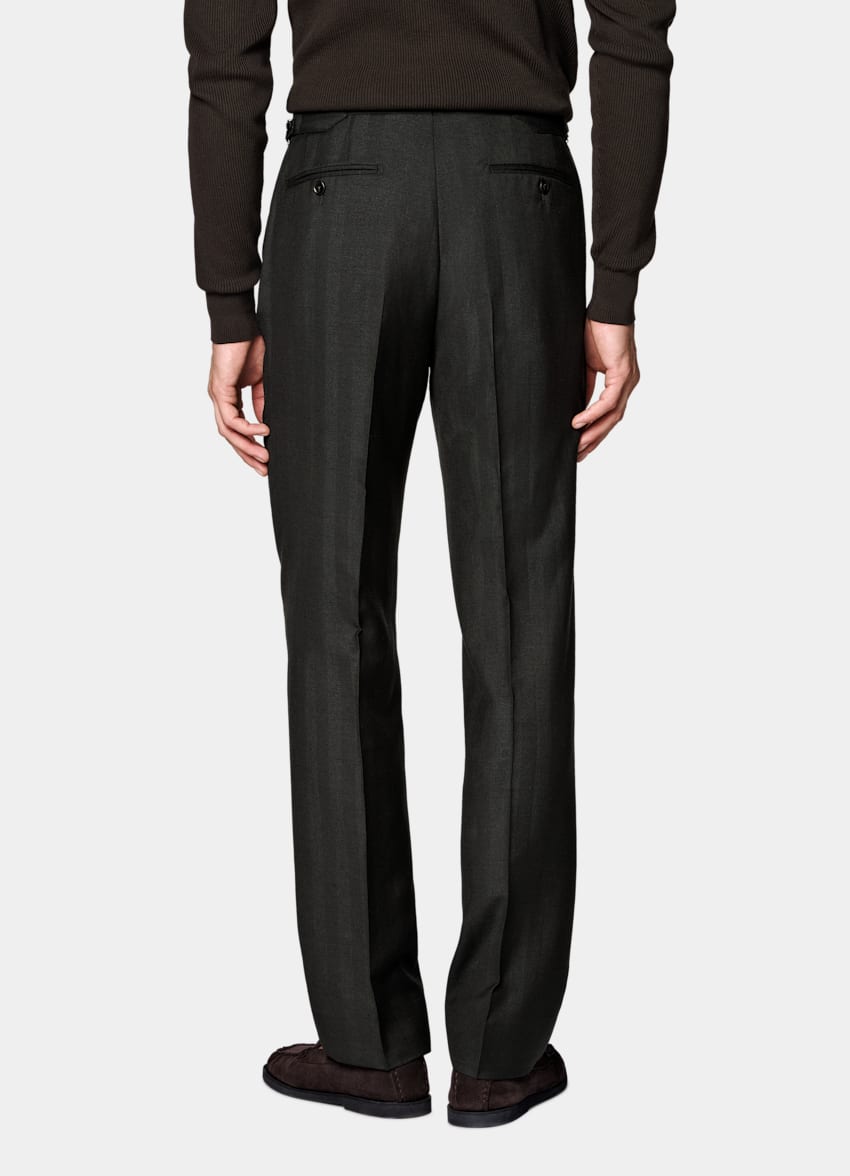 Dark Brown Herringbone Tailored Fit Milano Suit