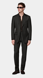 Dark Brown Herringbone Tailored Fit Milano Suit