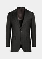 Dark Brown Herringbone Tailored Fit Milano Suit