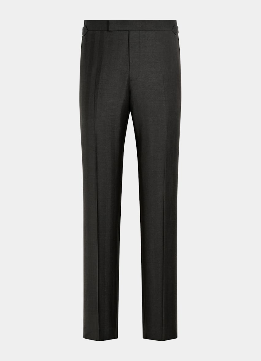 Dark Brown Herringbone Tailored Fit Milano Suit
