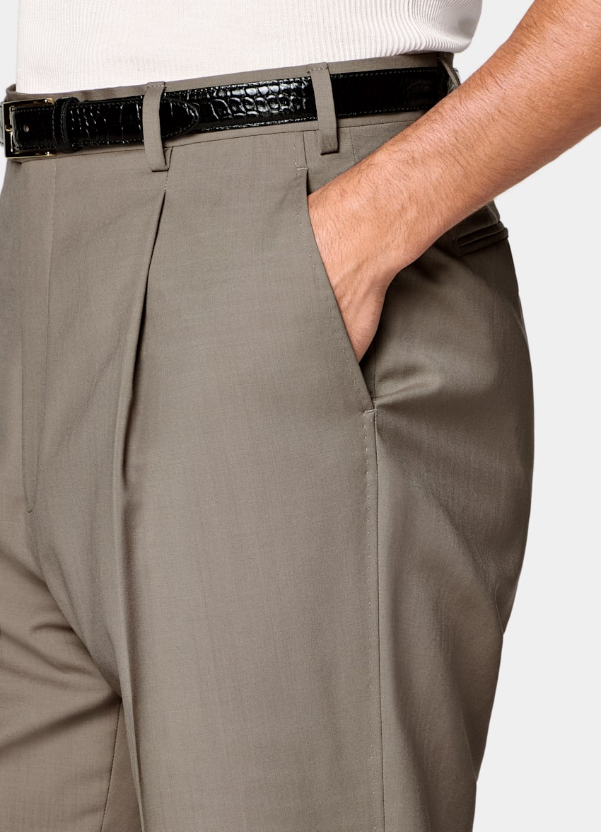 Taupe Tailored Fit Milano Suit