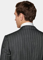 Dark Grey Striped Tailored Fit Milano Suit