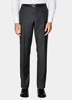 Dark Grey Striped Tailored Fit Milano Suit