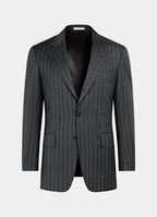 Dark Grey Striped Tailored Fit Milano Suit