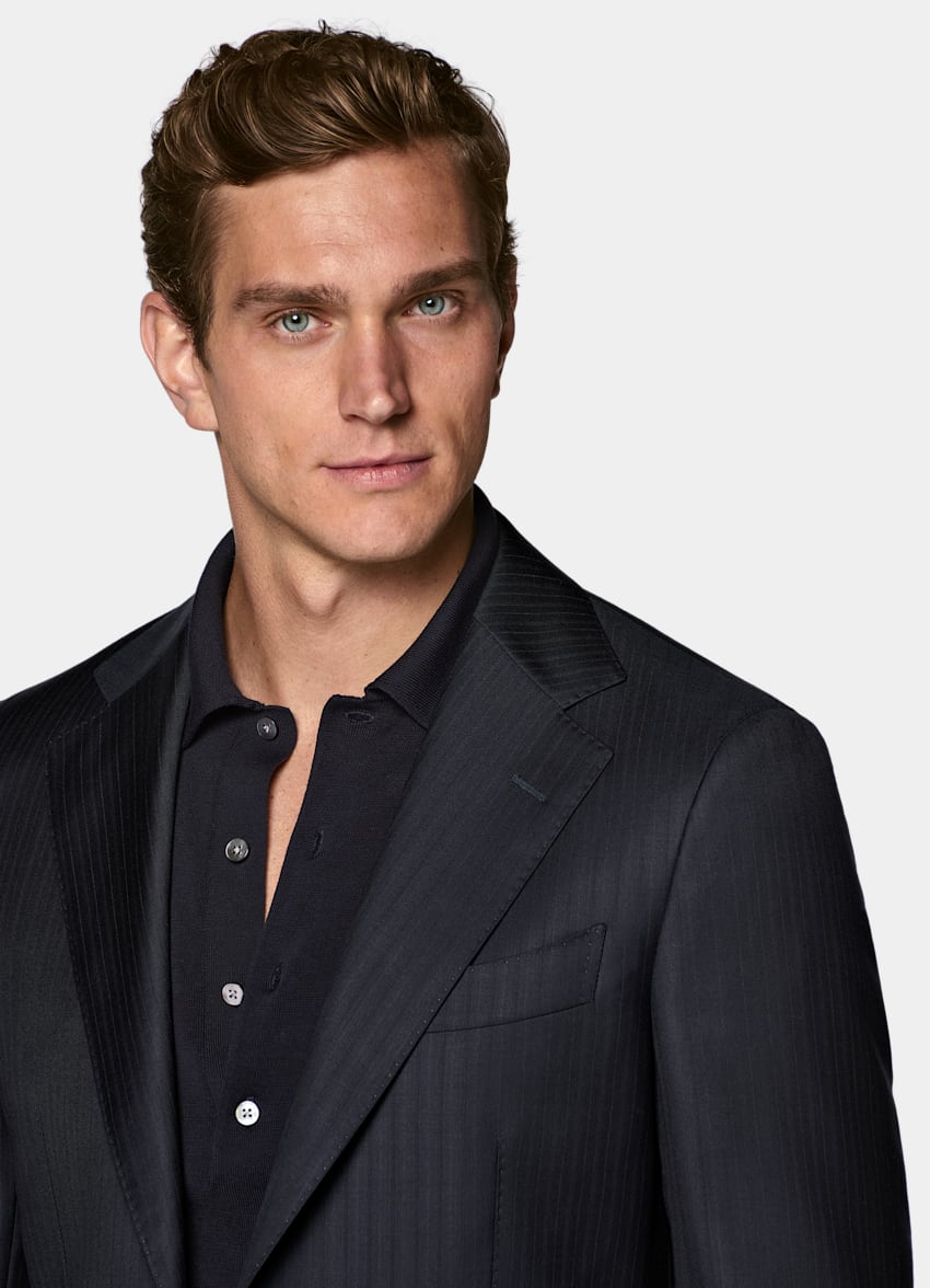 Navy Striped Tailored Fit Havana Suit