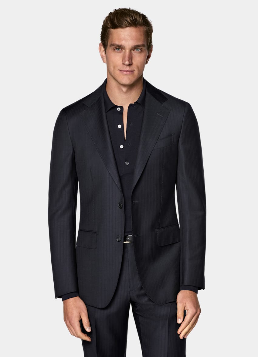 Navy Striped Tailored Fit Havana Suit