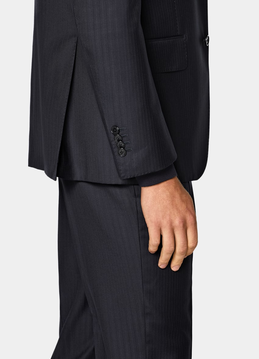 Navy Striped Tailored Fit Havana Suit