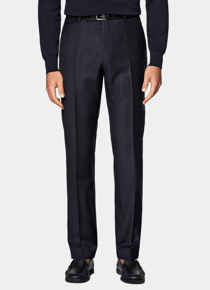 Navy Striped Tailored Fit Havana Suit