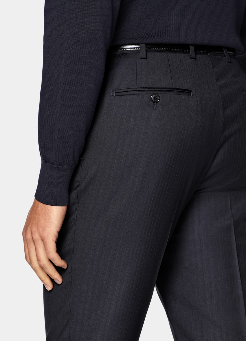 Navy Striped Tailored Fit Havana Suit
