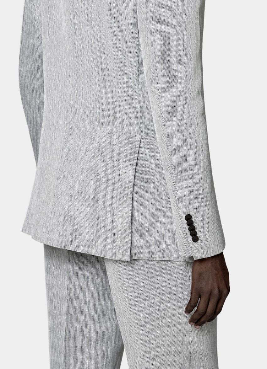 Navy Herringbone Tailored Fit Milano Suit