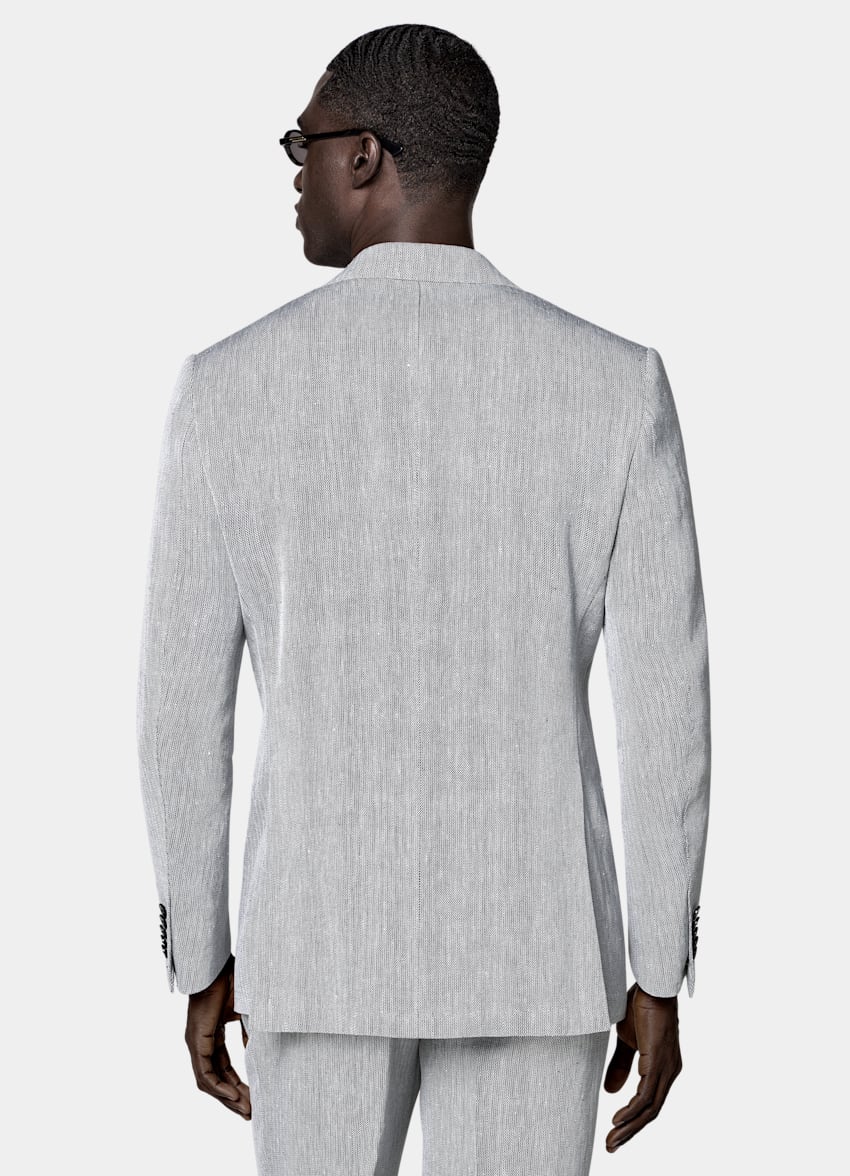 Navy Herringbone Tailored Fit Milano Suit
