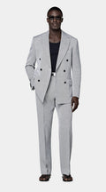 Navy Herringbone Tailored Fit Milano Suit